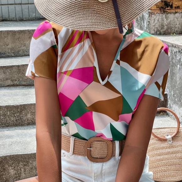 BellanBlue Tops - Boho Print Colorful Blouse